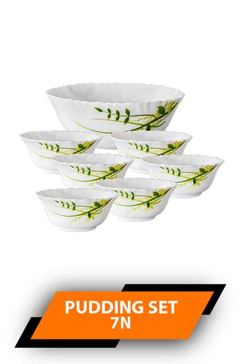 Larah Pudding Set Fluted 7n Green Herbs